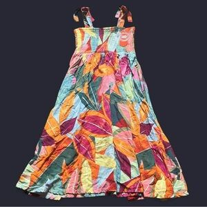 Multicolored Leaf Smocked Dress